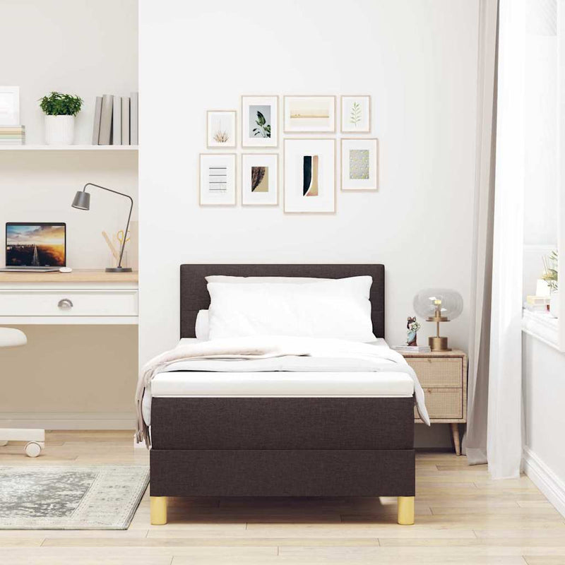 vidaXL Boxspring ágy matraccal matracmal sötétbarna 80 x 200 cm szövet