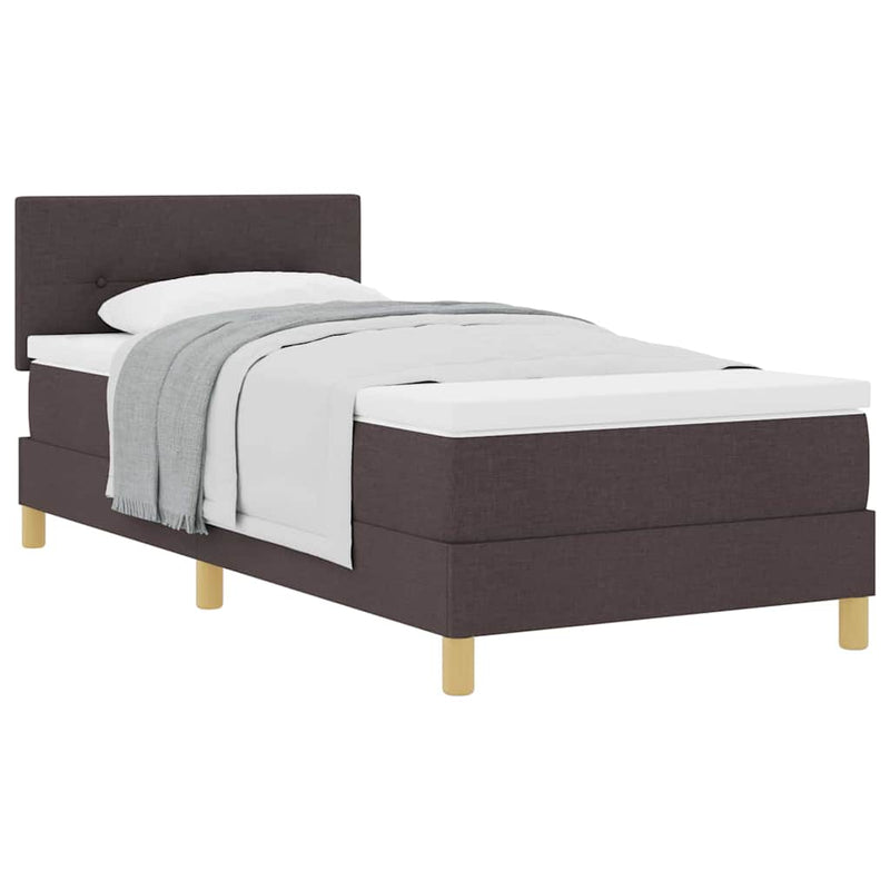 vidaXL Boxspring ágy matraccal matracmal sötétbarna 90 x 190 cm szövet