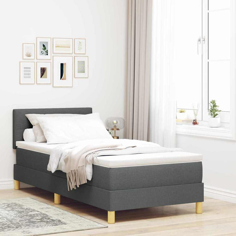 vidaXL Boxspring ágy matraccal Sötétszürke 90 x 200 cm szövet