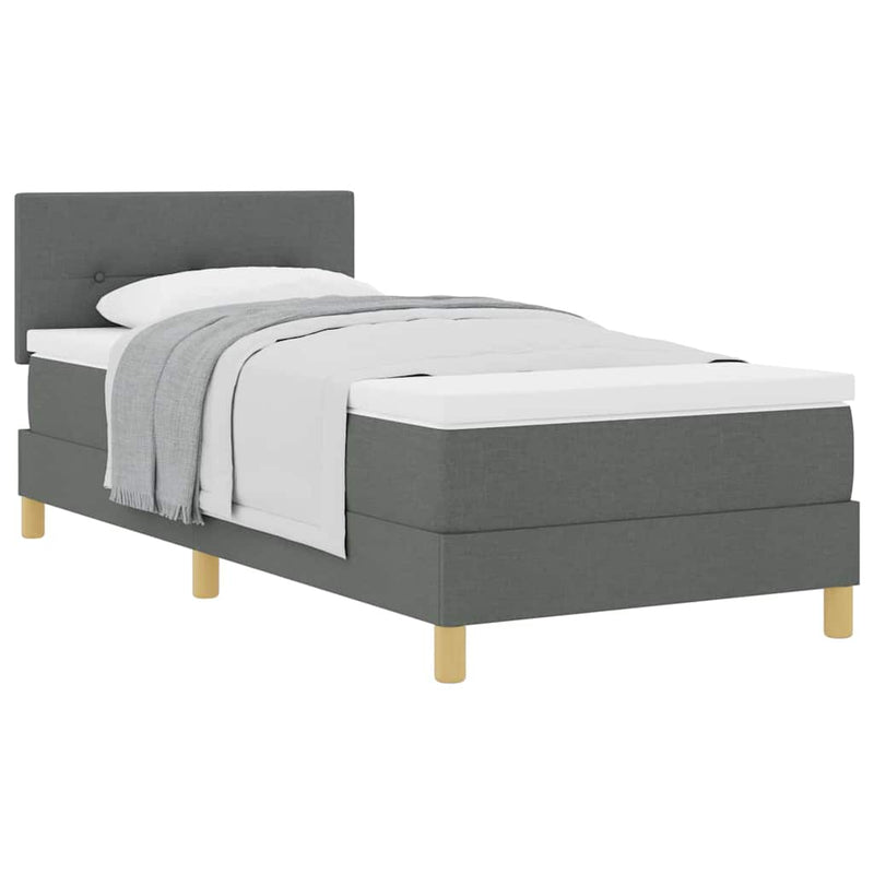 vidaXL Boxspring ágy matraccal Sötétszürke 90 x 200 cm szövet
