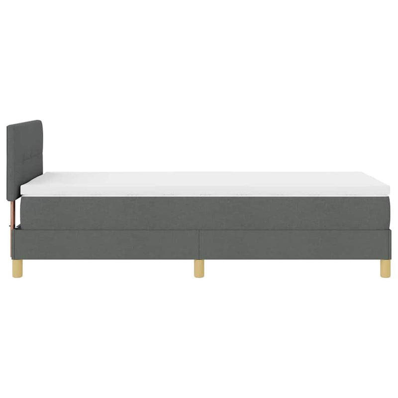 vidaXL Boxspring ágy matraccal Sötétszürke 90 x 200 cm szövet
