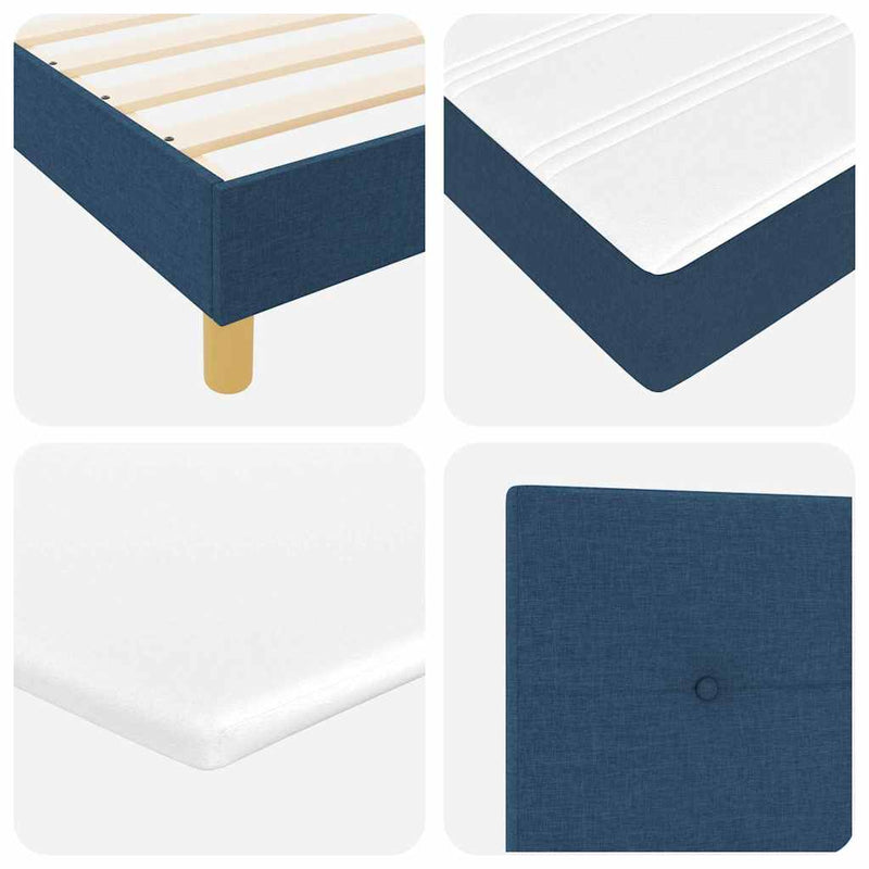 vidaXL Boxspring ágy matraccal matracmal Kék 90 x 200 cm szövet