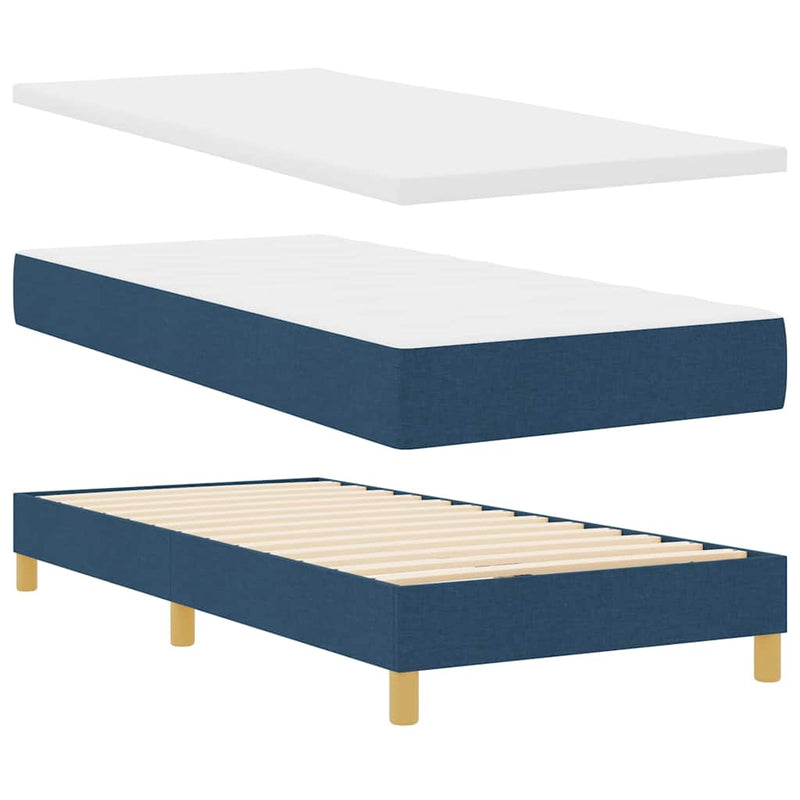 vidaXL Boxspring ágy matraccal matracmal Kék 90 x 200 cm szövet
