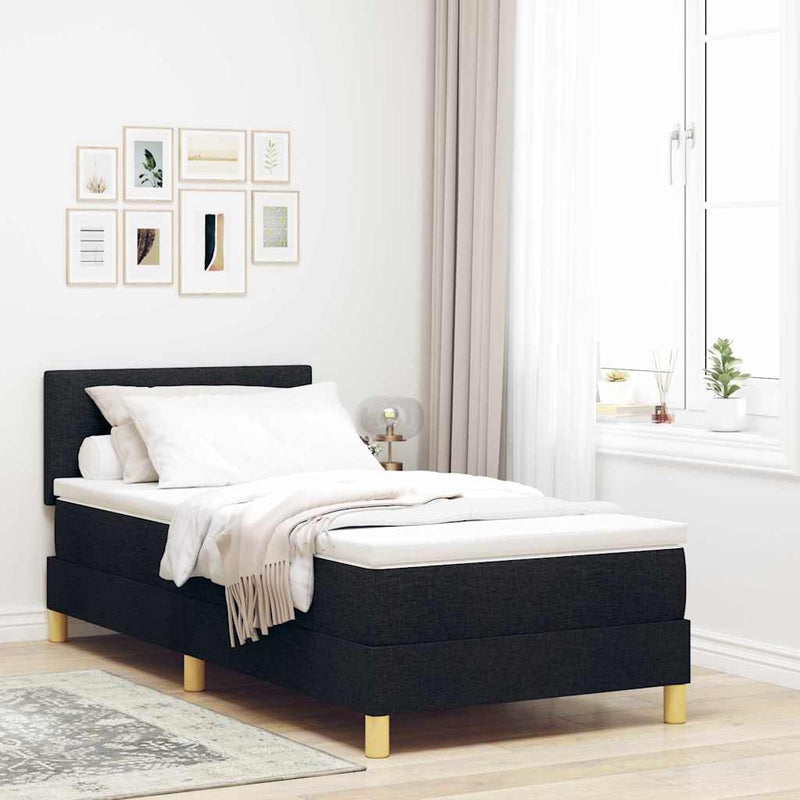 vidaXL Boxspring ágy matraccal matracmal Fekete 100 x 200 cm szövet
