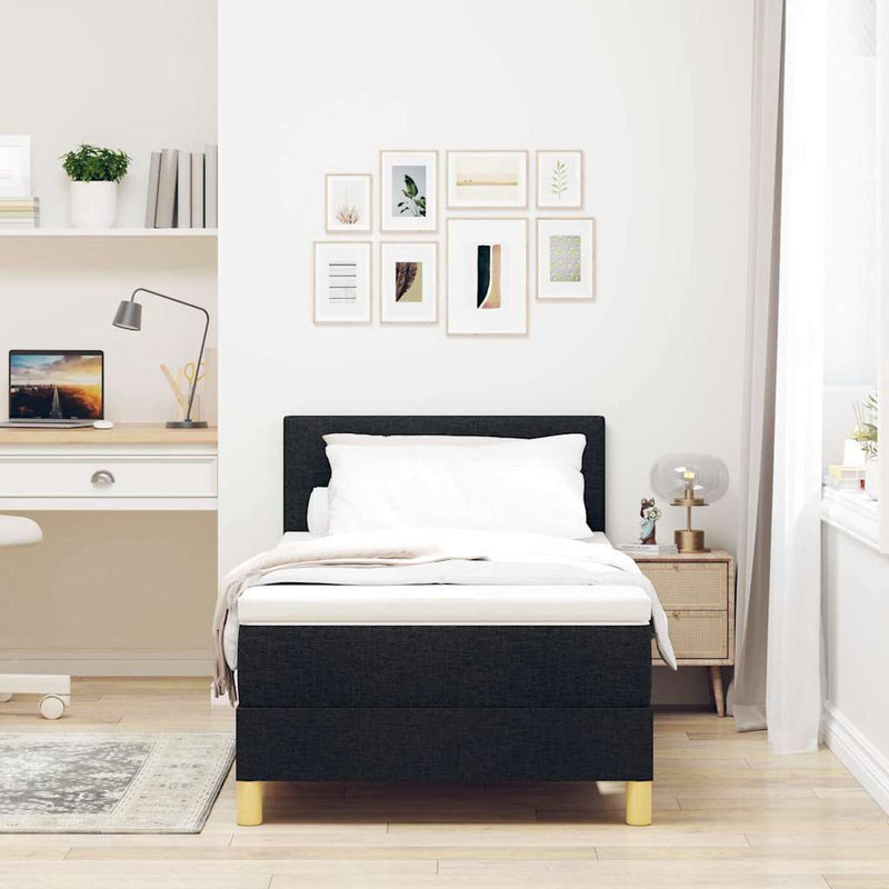 vidaXL Boxspring ágy matraccal matracmal Fekete 100 x 200 cm szövet