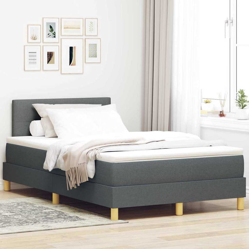 vidaXL Boxspring ágy matraccal Sötétszürke 120 x 190 cm szövet