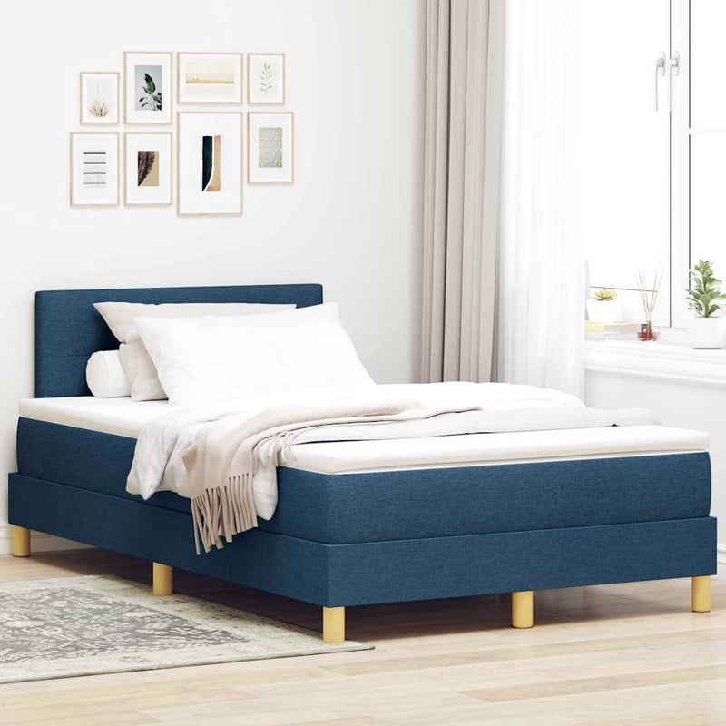 vidaXL Boxspring ágy matraccal matracmal Kék 120 x 190 cm szövet