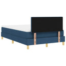 vidaXL Boxrugós ágy párnával fejtámlával Kék 120 x 190 cm szövet