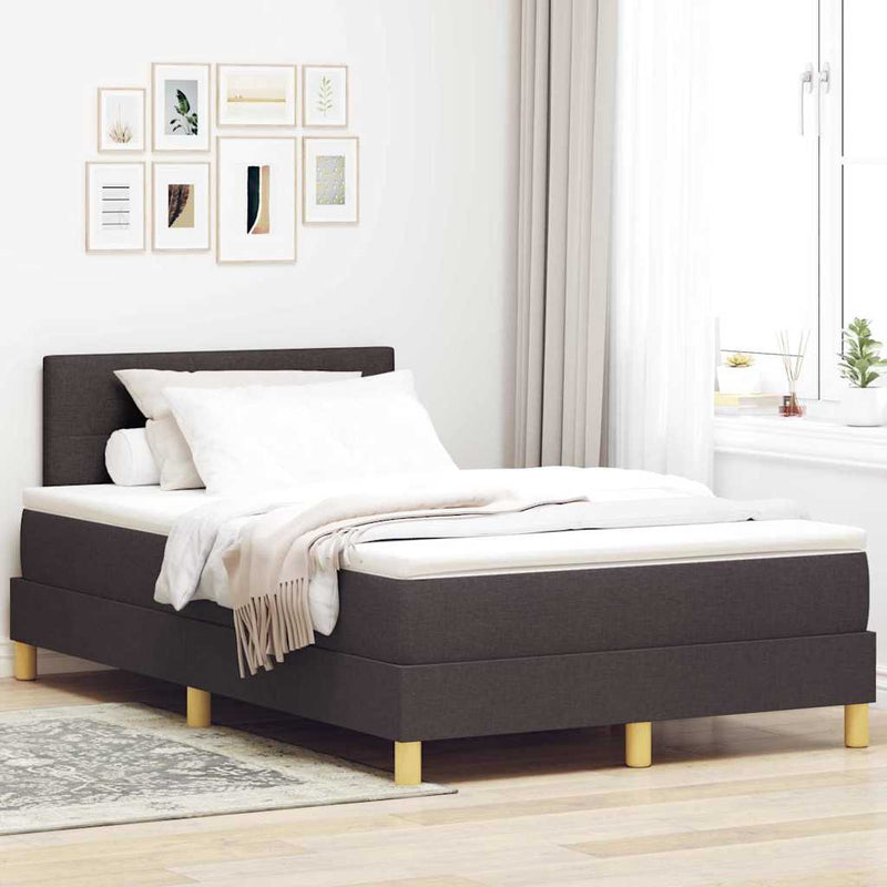 vidaXL Boxspring ágy matraccal sötétbarna 120 x 200 cm szövet