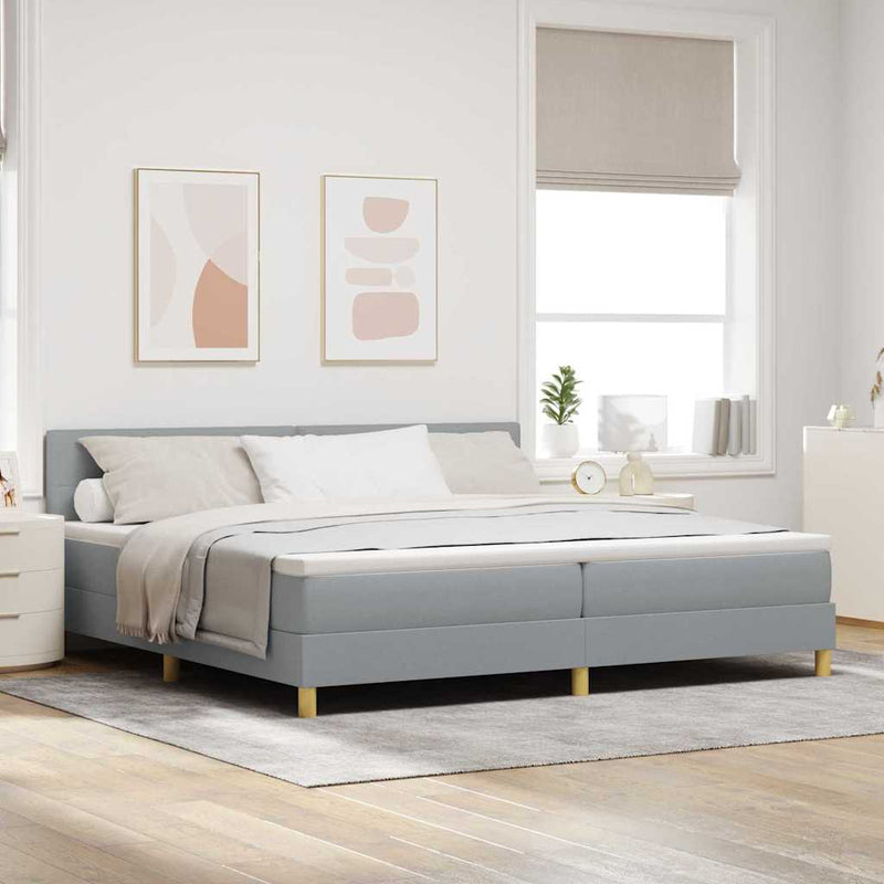 vidaXL Boxspring ágy matraccal Világosszürke 200 x 200 cm szövet