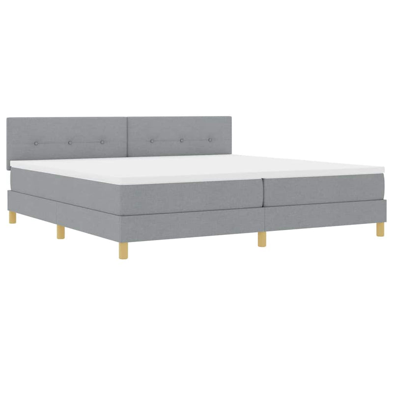 vidaXL Boxspring ágy matraccal Világosszürke 200 x 200 cm szövet