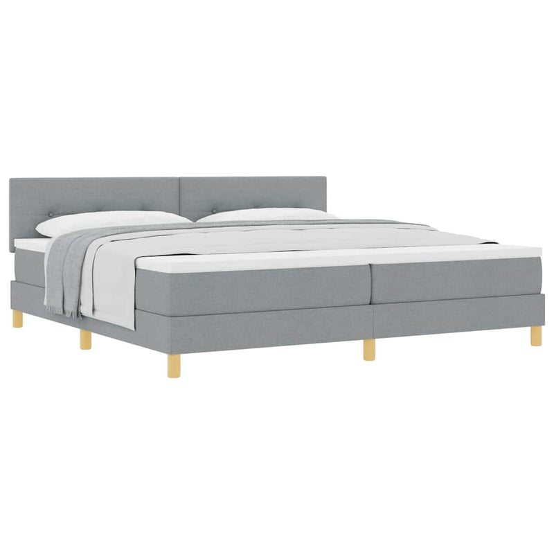 vidaXL Boxspring ágy matraccal Világosszürke 200 x 200 cm szövet