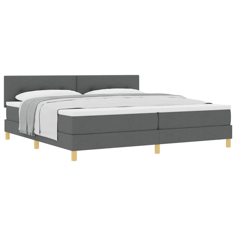 vidaXL Boxspring ágy matraccal Sötétszürke 200 x 200 cm szövet