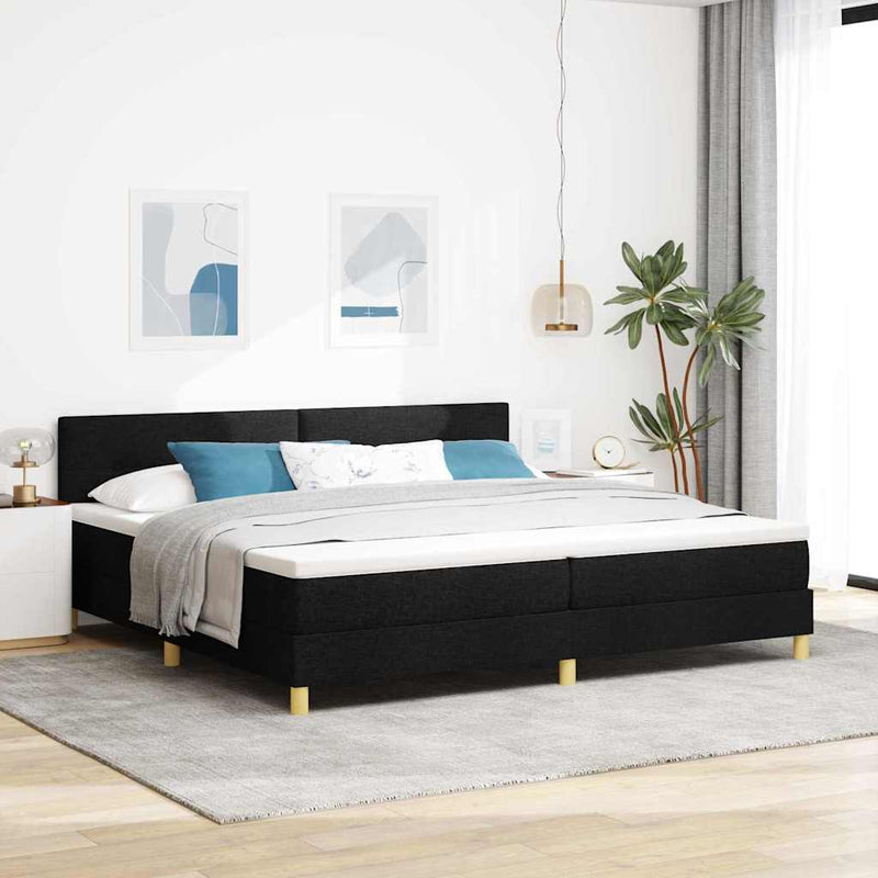 vidaXL Boxspring ágy matraccal matracmal Fekete 200 x 200 cm szövet