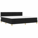 vidaXL Boxrugós ágy párnával fejtámlával Fekete 200 x 200 cm szövet