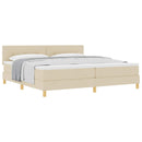 vidaXL Boxrugós ágy párnával fejtámlával Krém 200 x 200 cm szövet