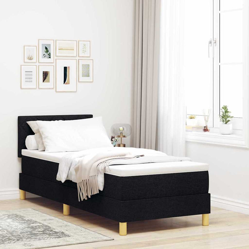 vidaXL Boxspring ágy matraccal matracmal Fekete 80 x 200 cm szövet