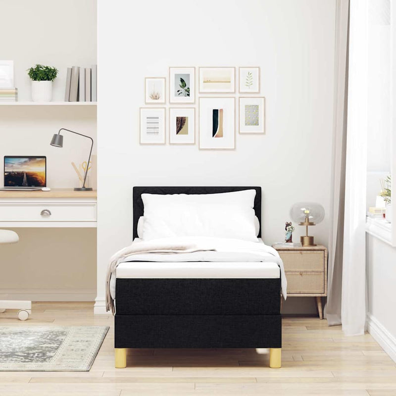 vidaXL Boxspring ágy matraccal matracmal Fekete 80 x 200 cm szövet