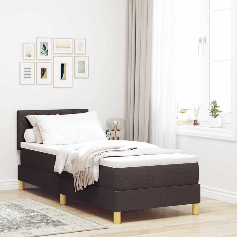 vidaXL Boxspring ágy matraccal matracmal sötétbarna 80 x 200 cm szövet