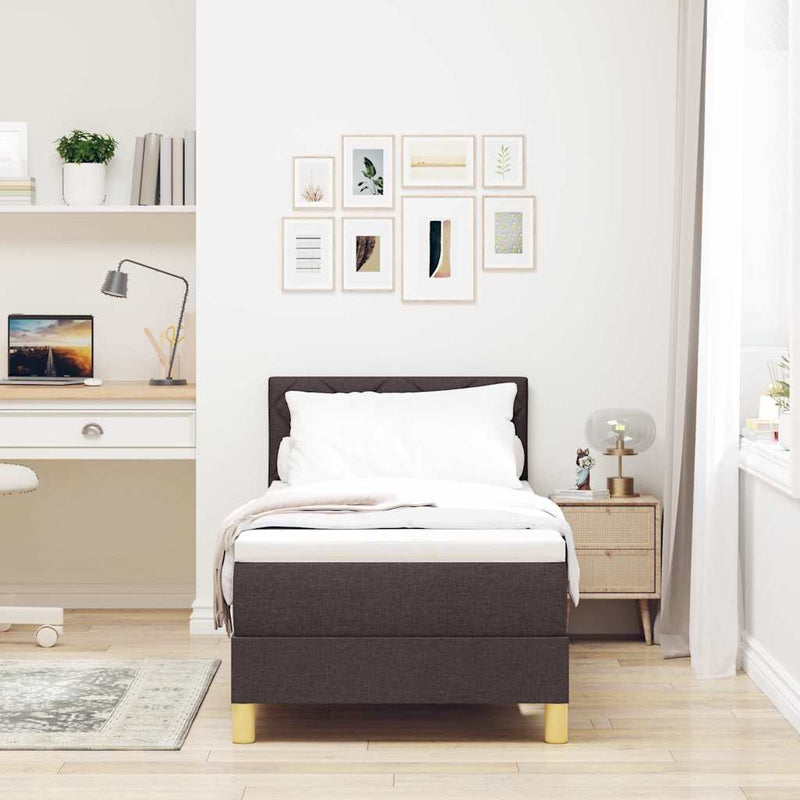 vidaXL Boxspring ágy matraccal matracmal sötétbarna 80 x 200 cm szövet