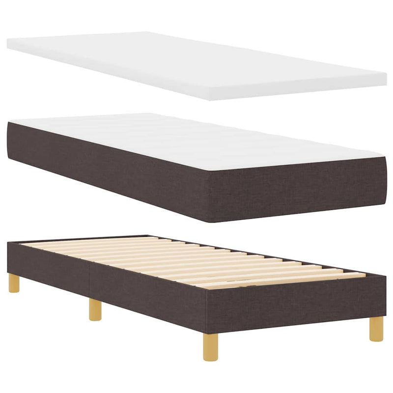 vidaXL Boxspring ágy matraccal matracmal sötétbarna 80 x 200 cm szövet