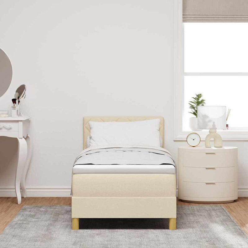 vidaXL Boxspring ágy matraccal matracmal Krém 80 x 200 cm szövet