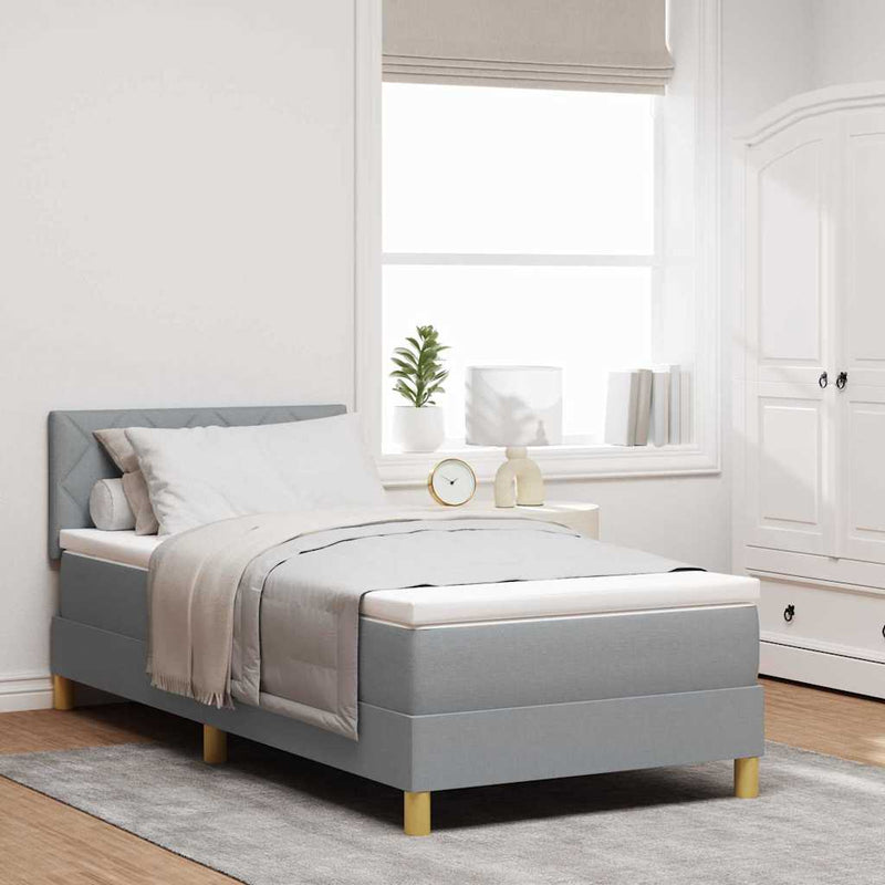 vidaXL Boxspring ágy matraccal Világosszürke 90 x 190 cm szövet