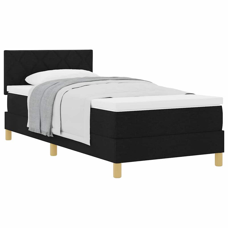 vidaXL Boxspring ágy matraccal matracmal Fekete 90 x 190 cm szövet