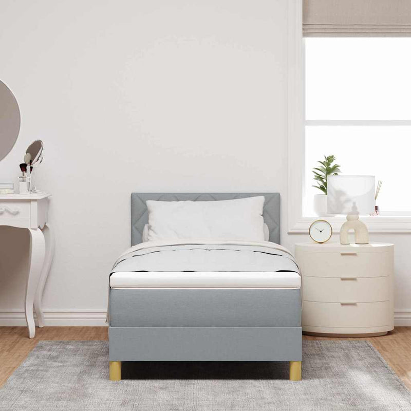 vidaXL Boxspring ágy matraccal Világosszürke 90 x 200 cm szövet