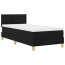 vidaXL Boxrugós ágy párnával fejtámlával Fekete 90 x 200 cm szövet