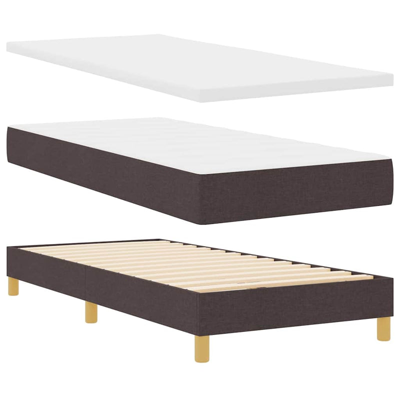 vidaXL Boxspring ágy matraccal matracmal sötétbarna 90 x 200 cm szövet