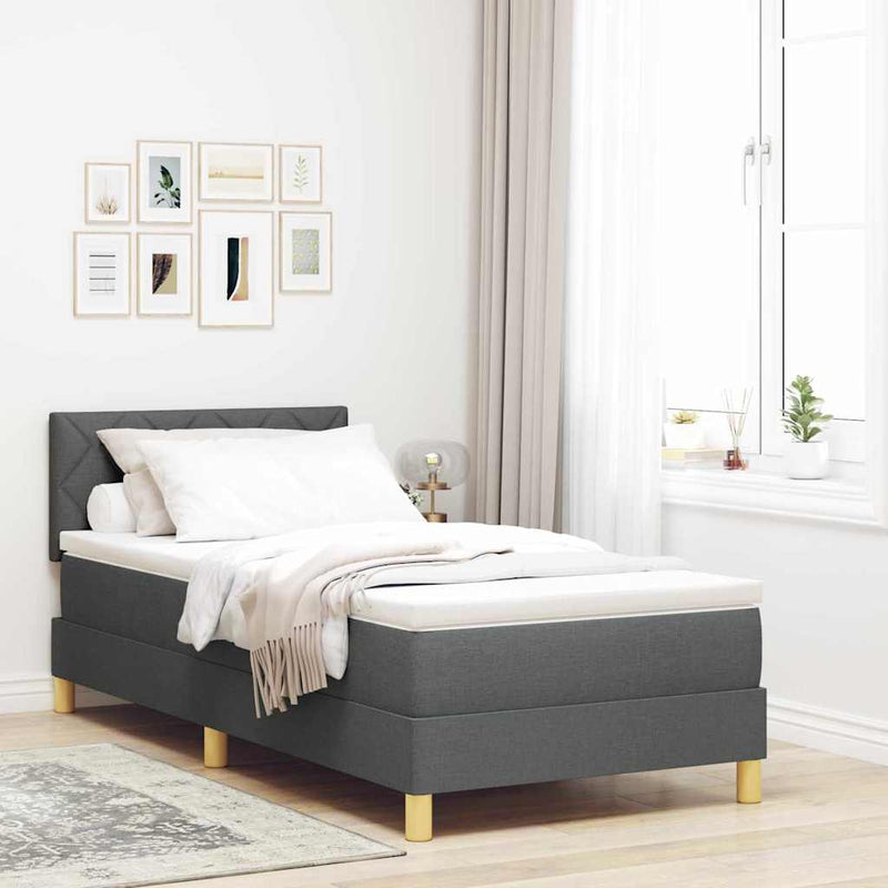 vidaXL Boxspring ágy matraccal Sötétszürke 100 x 200 cm szövet