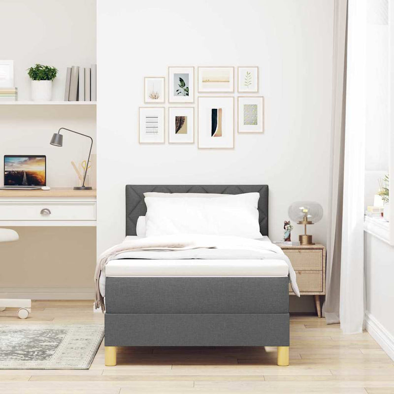 vidaXL Boxspring ágy matraccal Sötétszürke 100 x 200 cm szövet