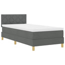vidaXL Boxrugós ágy párnával Sötétszürke 100 x 200 cm szövet
