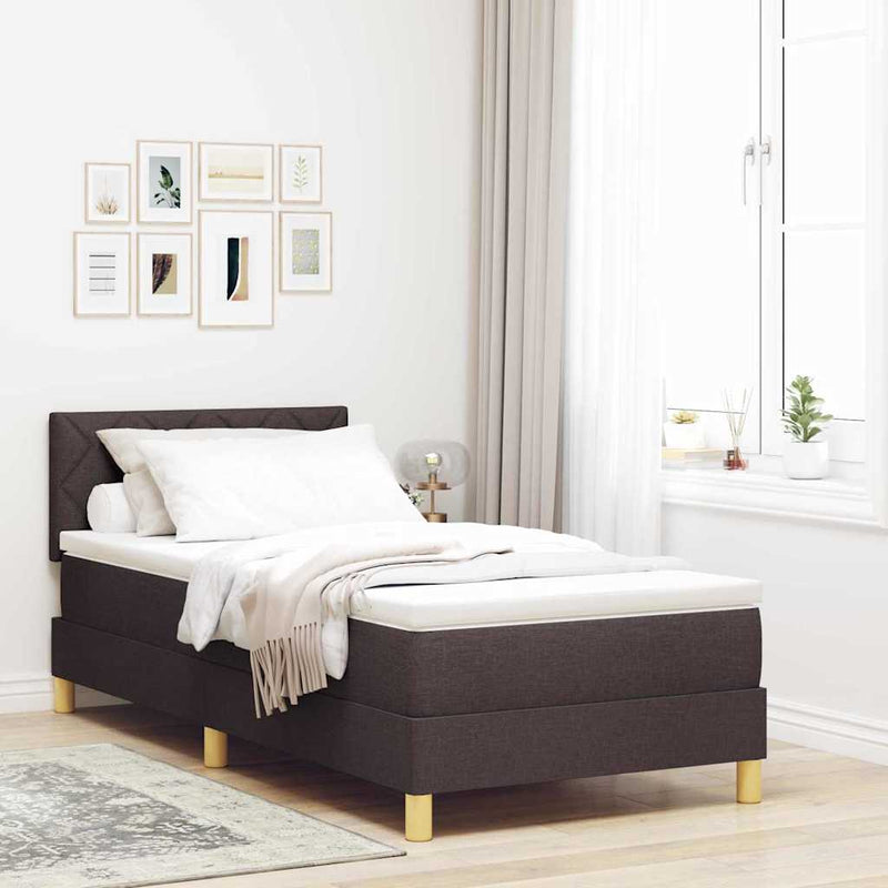 vidaXL Boxspring ágy matraccal sötétbarna 100 x 200 cm szövet