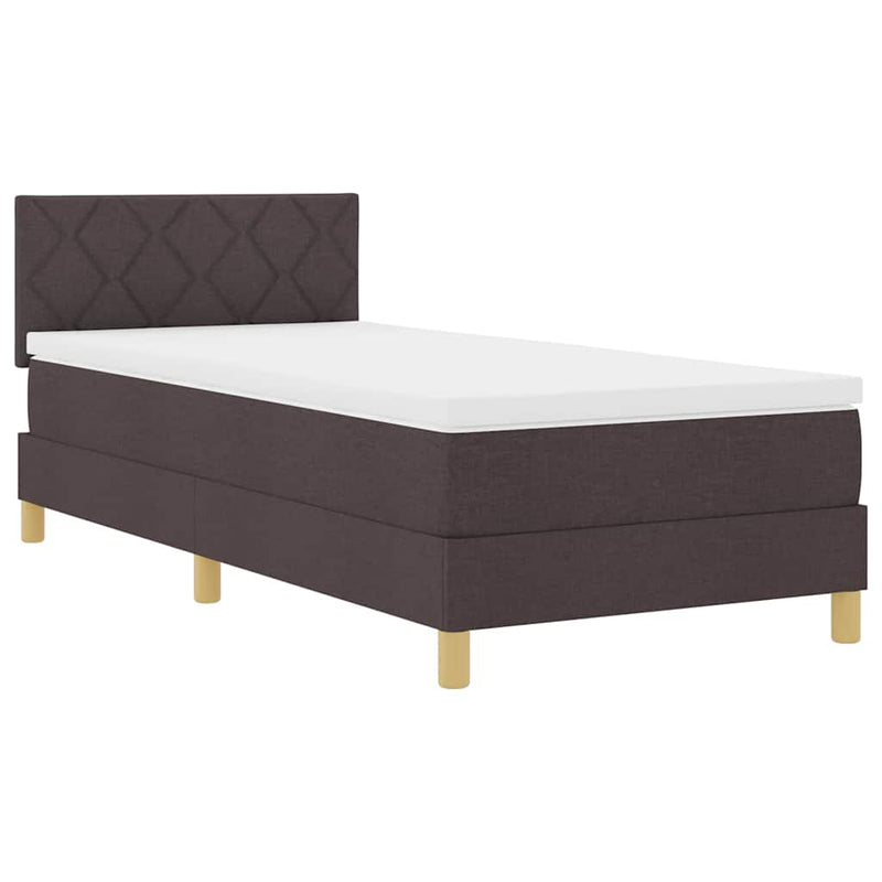 vidaXL Boxspring ágy matraccal sötétbarna 100 x 200 cm szövet