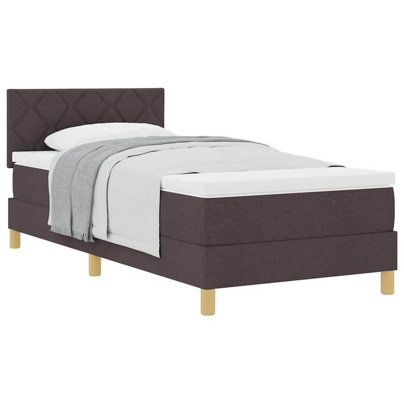 vidaXL Boxspring ágy matraccal sötétbarna 100 x 200 cm szövet