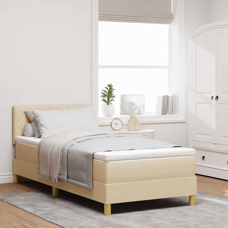vidaXL Boxspring ágy matraccal matracmal Krém 100 x 200 cm szövet