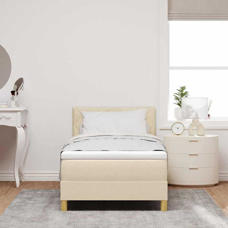 vidaXL Boxspring ágy matraccal matracmal Krém 100 x 200 cm szövet
