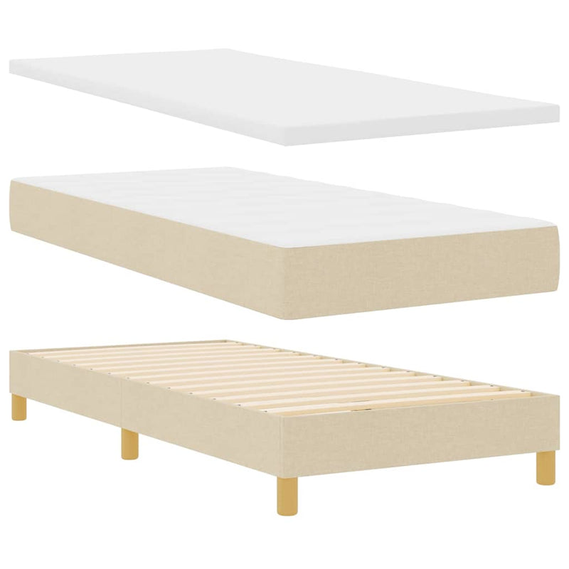vidaXL Boxspring ágy matraccal matracmal Krém 100 x 200 cm szövet