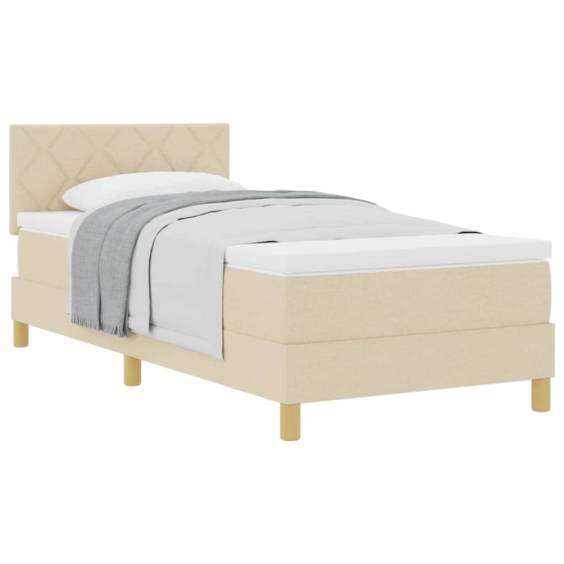 vidaXL Boxspring ágy matraccal matracmal Krém 100 x 200 cm szövet
