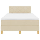 vidaXL Boxrugós ágy párnával fejtámlával Krém 120 x 190 cm szövet