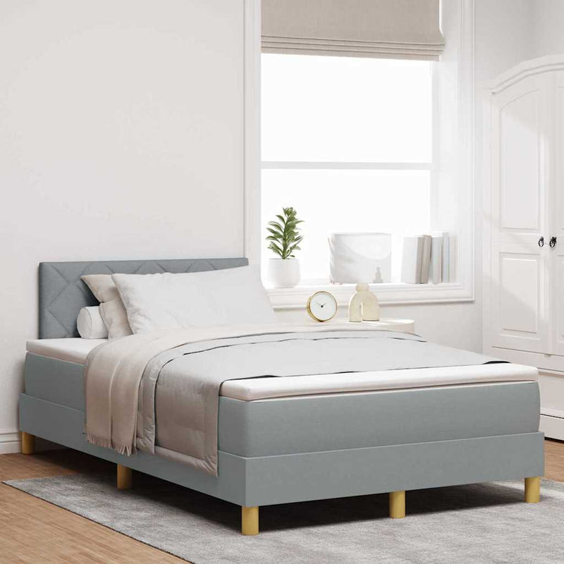 vidaXL Boxspring ágy matraccal Világosszürke 120 x 200 cm szövet