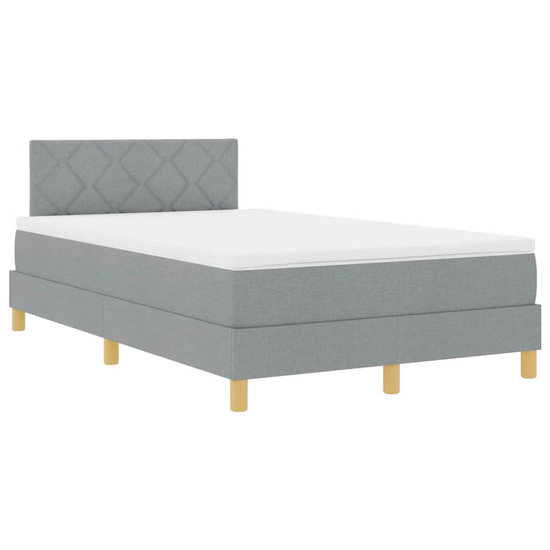 vidaXL Boxspring ágy matraccal Világosszürke 120 x 200 cm szövet