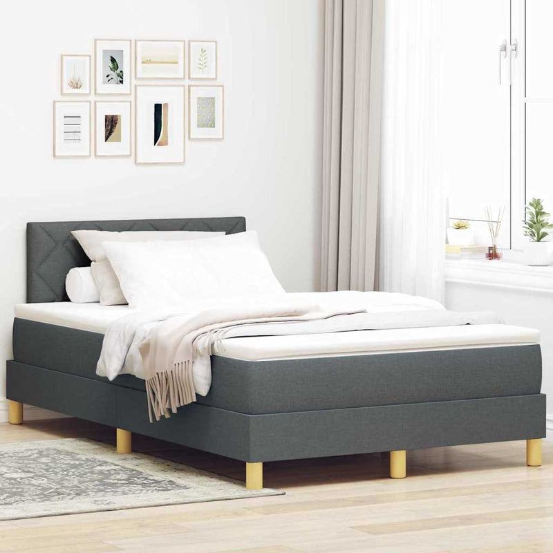 vidaXL Boxspring ágy matraccal Sötétszürke 120 x 200 cm szövet