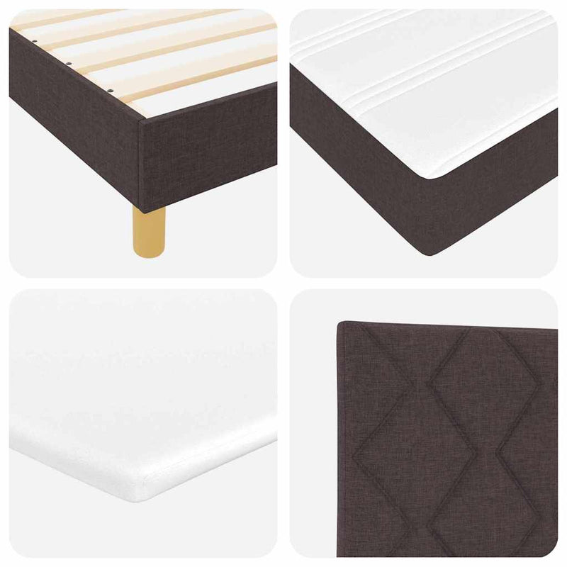 vidaXL Boxspring ágy matraccal sötétbarna 120 x 200 cm szövet