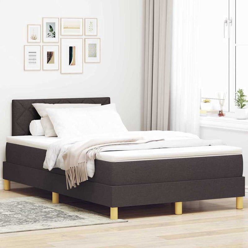 vidaXL Boxspring ágy matraccal sötétbarna 120 x 200 cm szövet