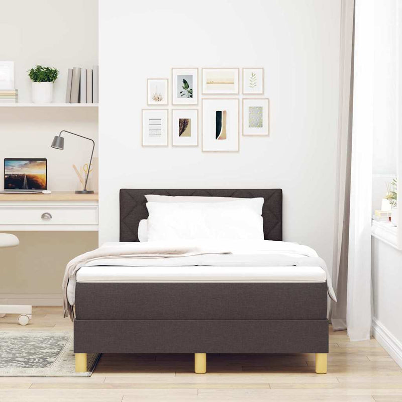 vidaXL Boxspring ágy matraccal sötétbarna 120 x 200 cm szövet