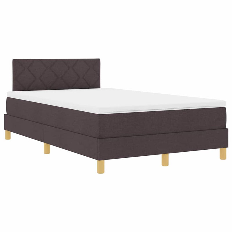 vidaXL Boxspring ágy matraccal sötétbarna 120 x 200 cm szövet