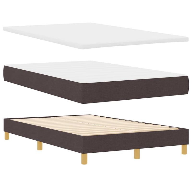 vidaXL Boxspring ágy matraccal sötétbarna 120 x 200 cm szövet